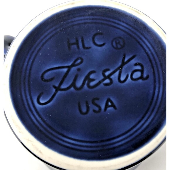 Fiesta Ware Cobalt Blue O Ring Handle Coffee Mug HLC USA Homer Laughlin Set Of 3 - Picture 9 of 12